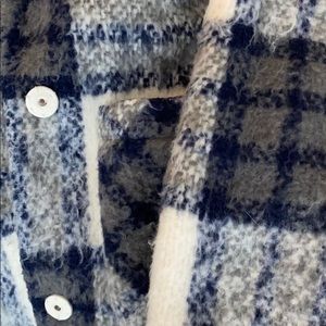 Warm plaid fuzzy trench coat